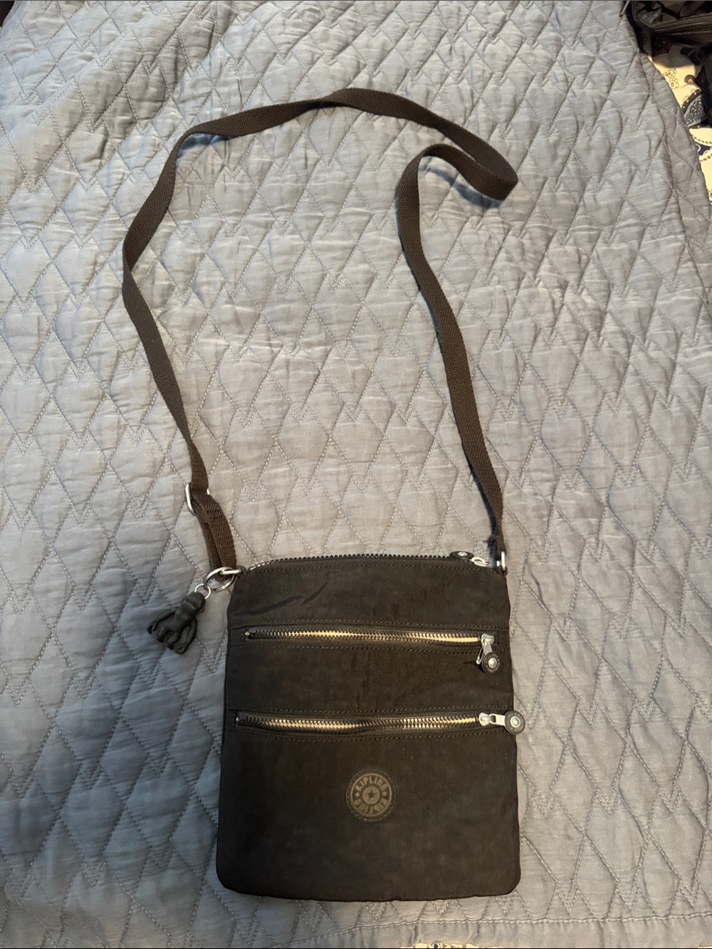 Kipling Black Crossbody Bag with Silver Zippers